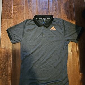 Adidas Black and Orange Performance Tennis Polo Shirt